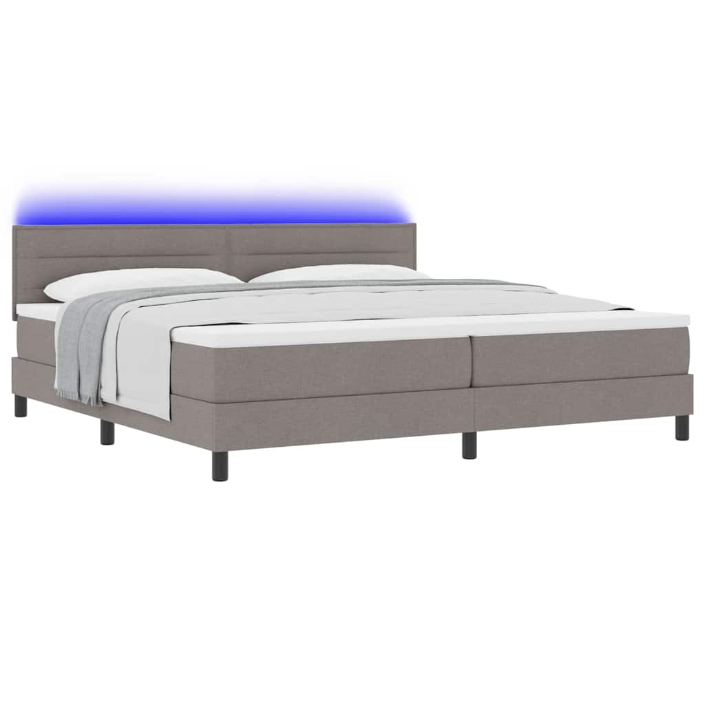 vidaXL Κρεβάτι με ελατήρια με στρώμα με led Taupe 200 x 200 cm ύφασμα