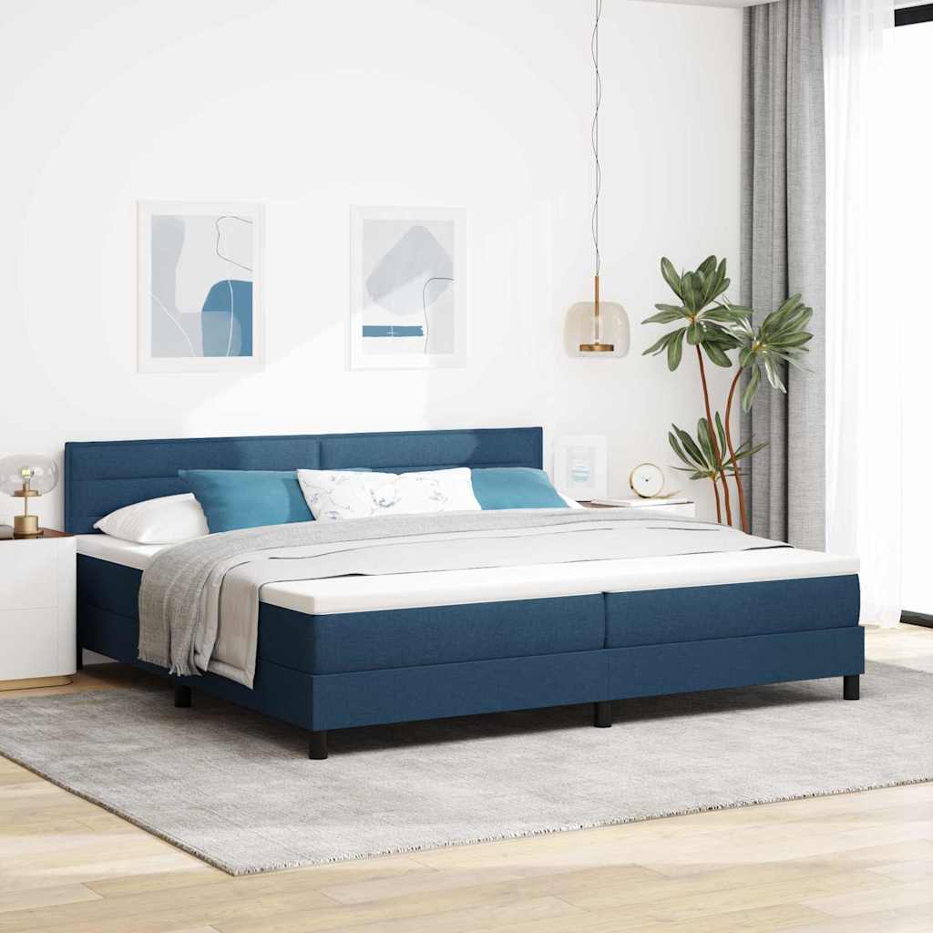 vidaXL Κρεβάτι με ελατήρια με στρώμα με led Μπλε 200 x 200 cm ύφασμα