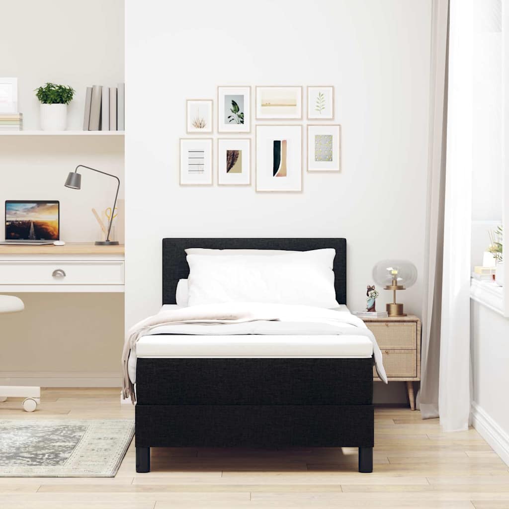 vidaXL Κρεβάτι με ελατήρια με κεφαλάρι Μαύρο 80 x 200 cm ύφασμα