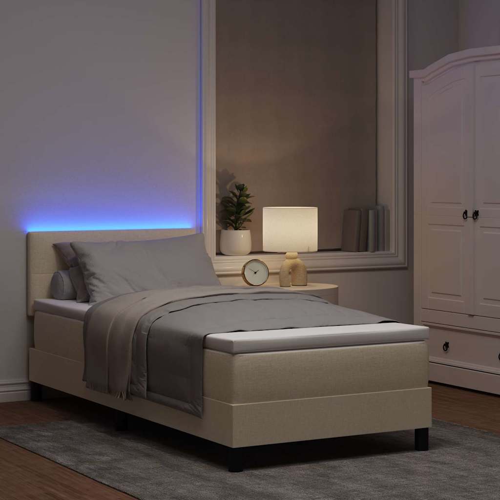 vidaXL Κρεβάτι με ελατήρια με μαξιλάρι Κρεμ 80 x 200 cm ύφασμα