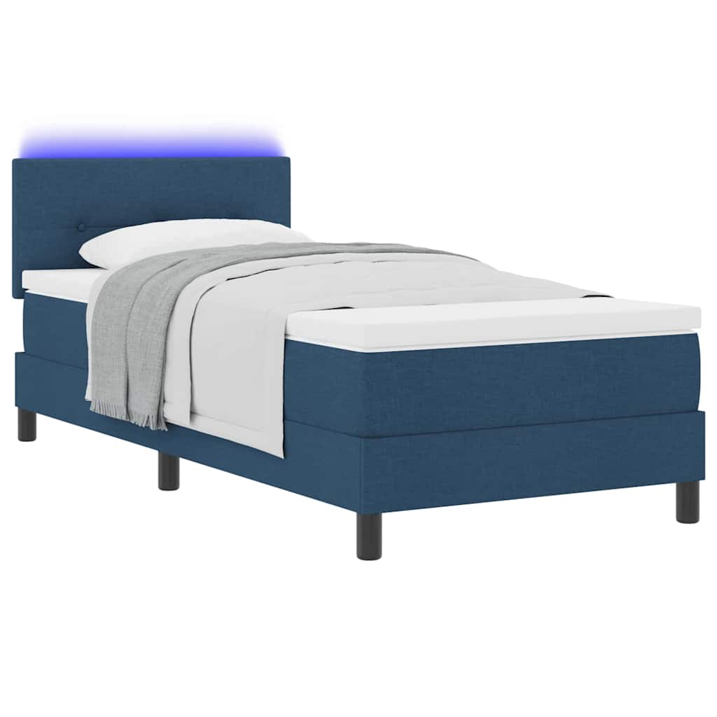 vidaXL Κρεβάτι με ελατήρια με μαξιλάρι Μπλε 80 x 200 cm ύφασμα