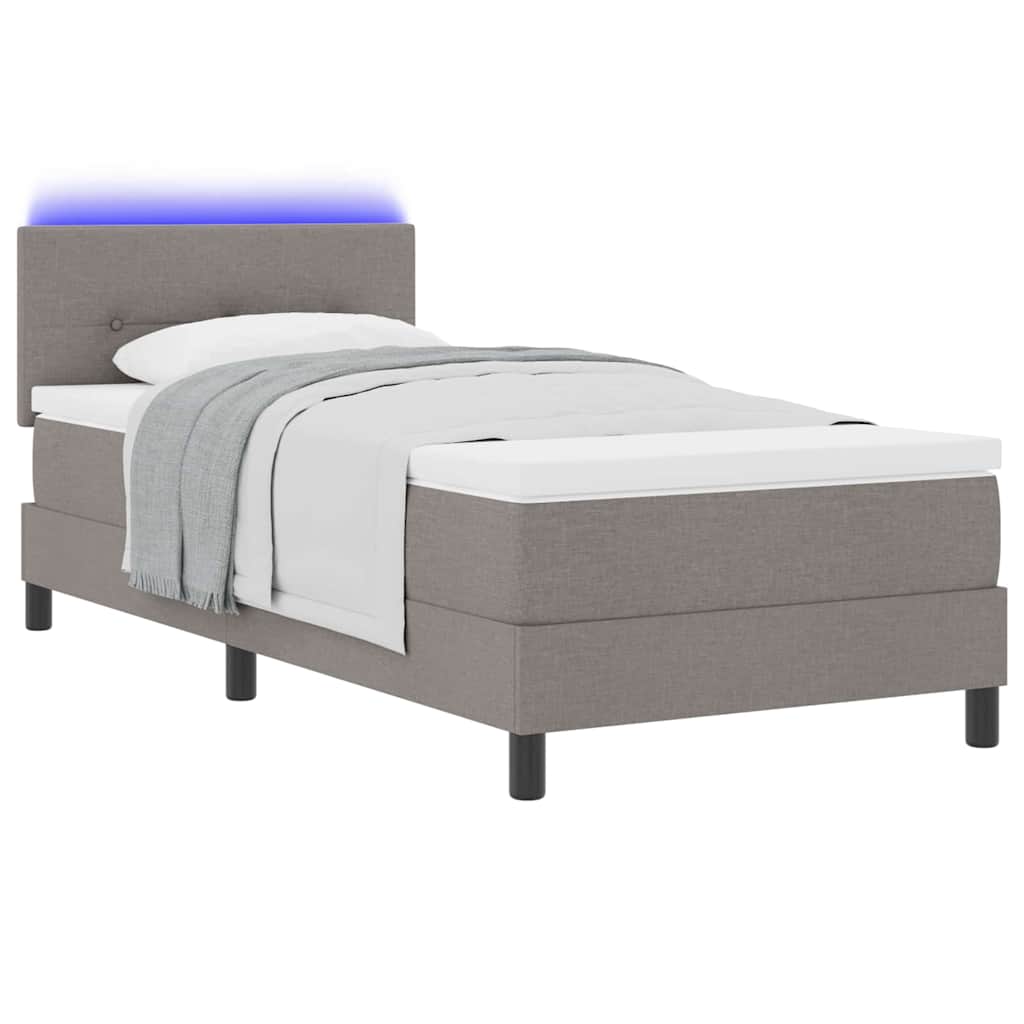 vidaXL Κρεβάτι με ελατήρια με κεφαλάρι Taupe 90 x 190 cm ύφασμα