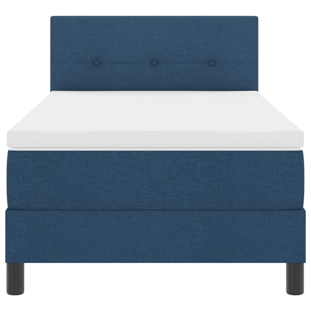 vidaXL Κρεβάτι με ελατήρια με κεφαλάρι Μπλε 90 x 190 cm ύφασμα