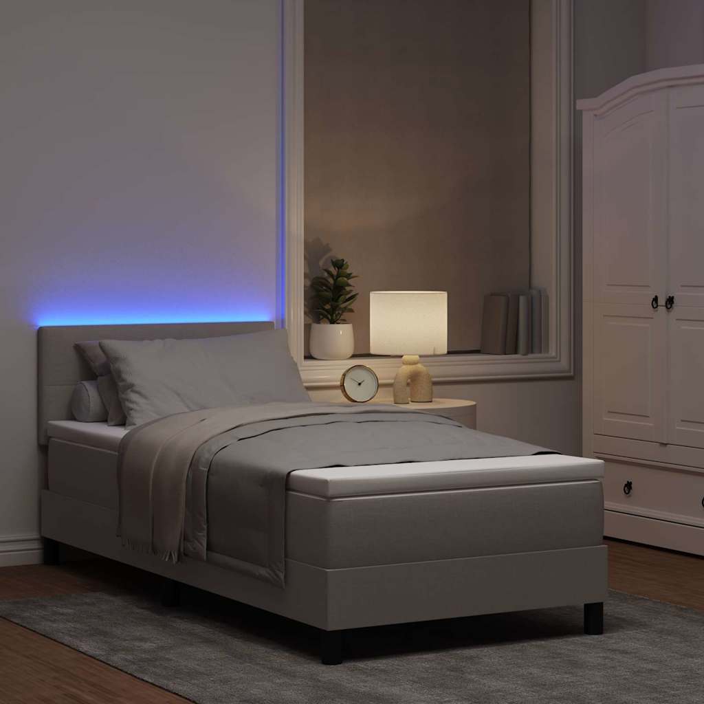 vidaXL Κρεβάτι με ελατήρια με κεφαλάρι Taupe 90 x 200 cm ύφασμα