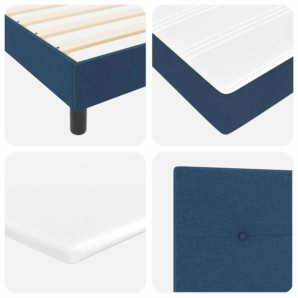 vidaXL Κρεβάτι με ελατήρια με κεφαλάρι Μπλε 90 x 200 cm ύφασμα