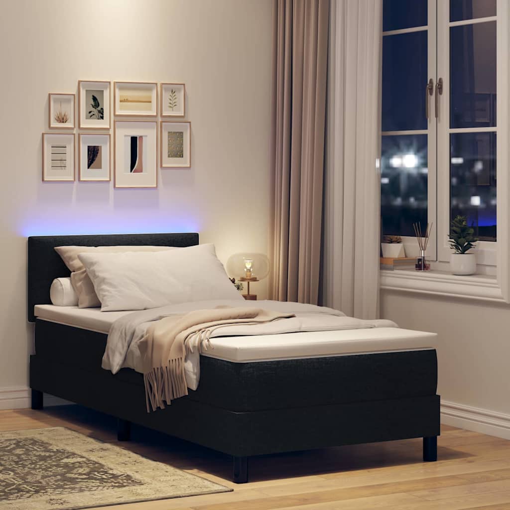 vidaXL Κρεβάτι με ελατήρια με κεφαλάρι Μαύρο 100 x 200 cm ύφασμα