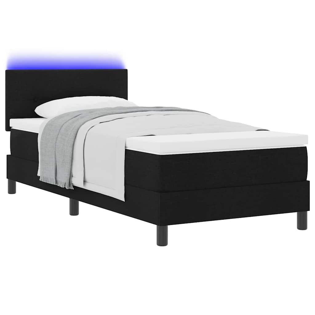 vidaXL Κρεβάτι με ελατήρια με κεφαλάρι Μαύρο 100 x 200 cm ύφασμα