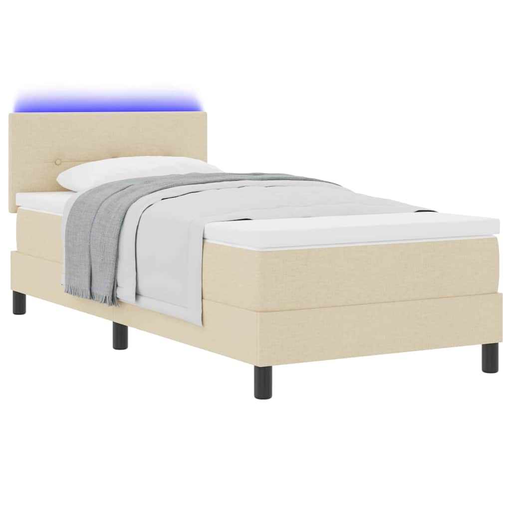 vidaXL Κρεβάτι με ελατήρια με κεφαλάρι Κρεμ 100 x 200 cm ύφασμα