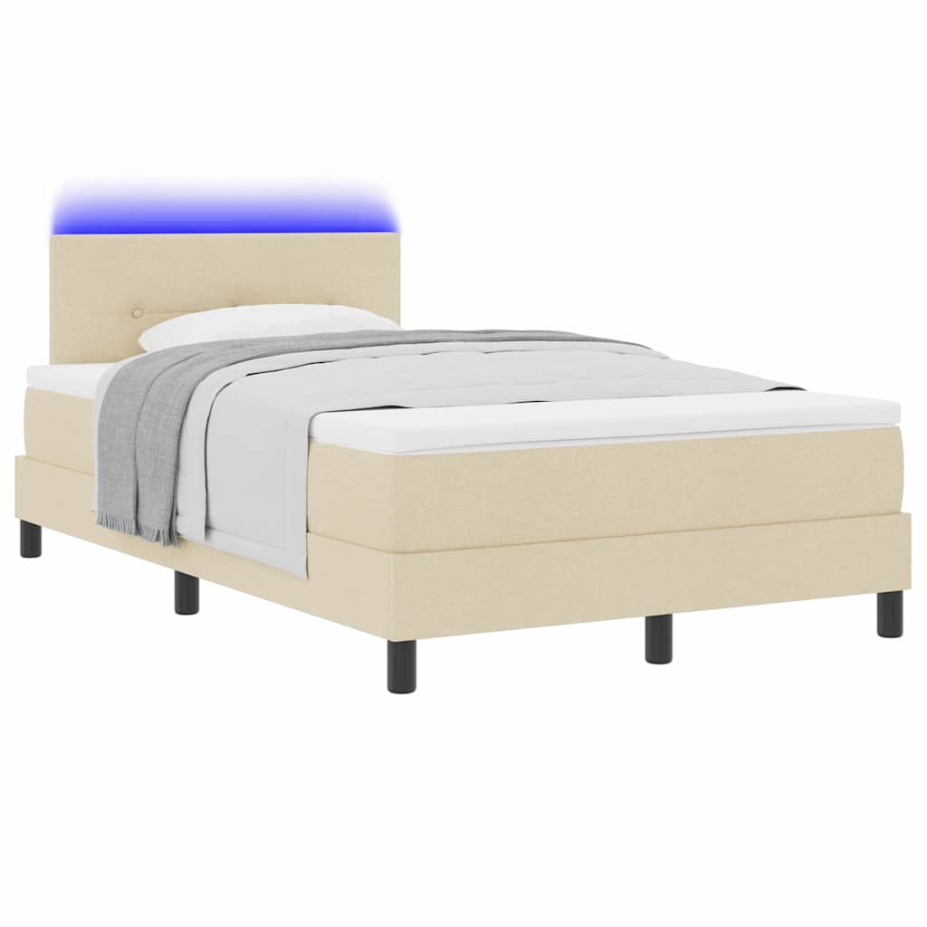 vidaXL Κρεβάτι με ελατήρια με κεφαλάρι Κρεμ 120 x 190 cm ύφασμα