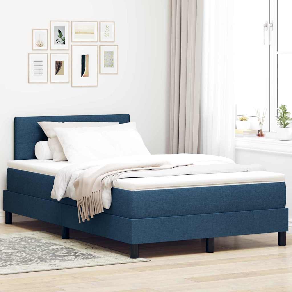 vidaXL Κρεβάτι με ελατήρια με κεφαλάρι Μπλε 120 x 190 cm ύφασμα
