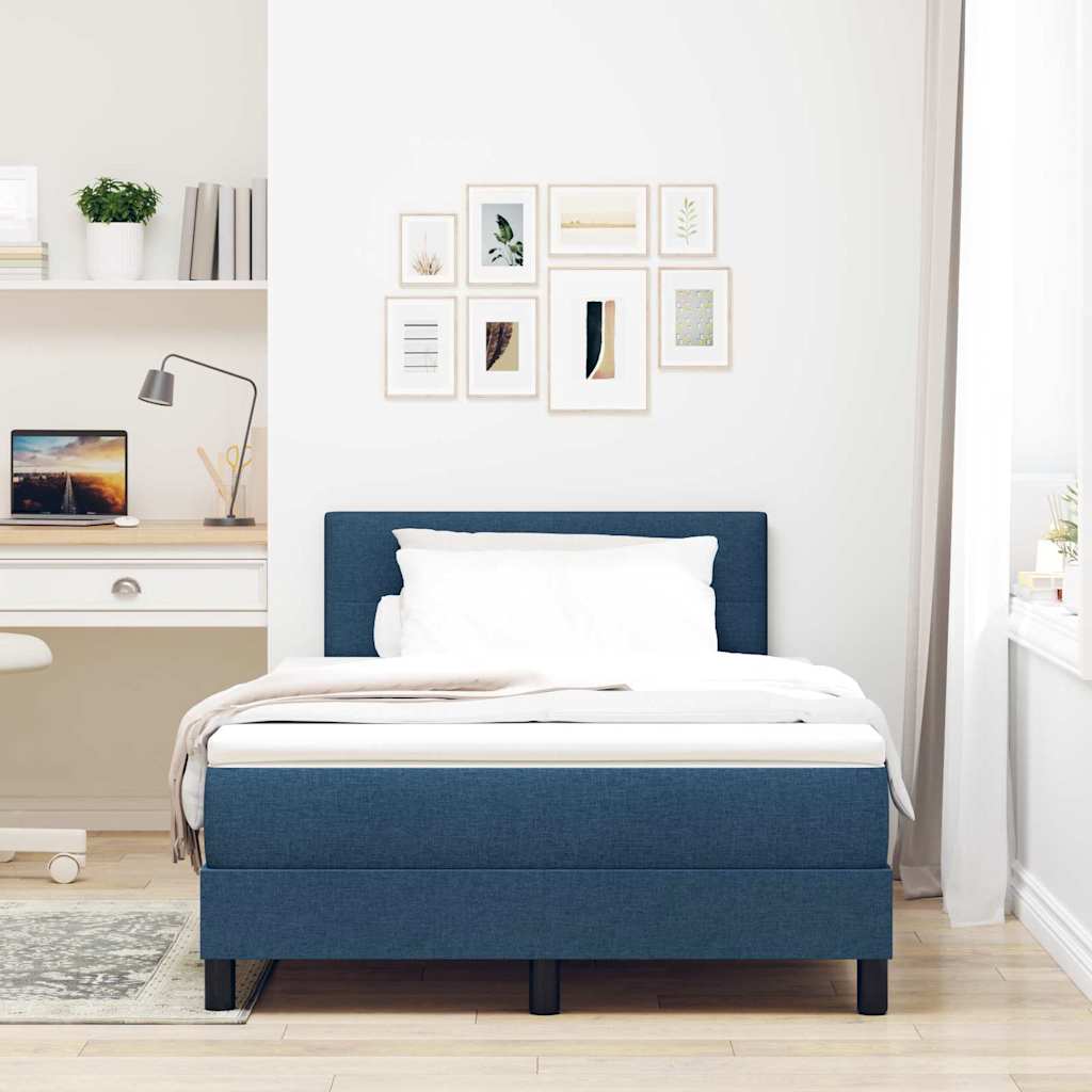 vidaXL Κρεβάτι με ελατήρια με κεφαλάρι Μπλε 120 x 190 cm ύφασμα