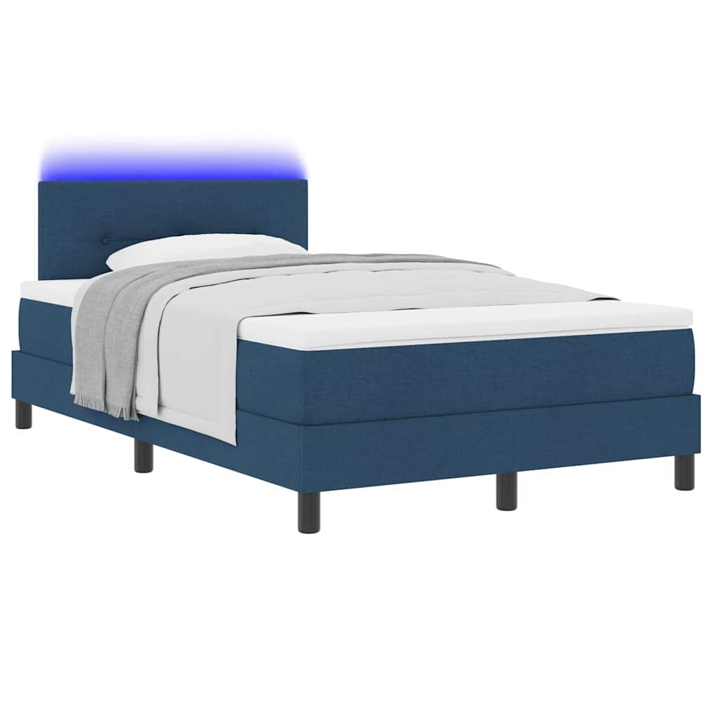 vidaXL Κρεβάτι με ελατήρια με κεφαλάρι Μπλε 120 x 190 cm ύφασμα