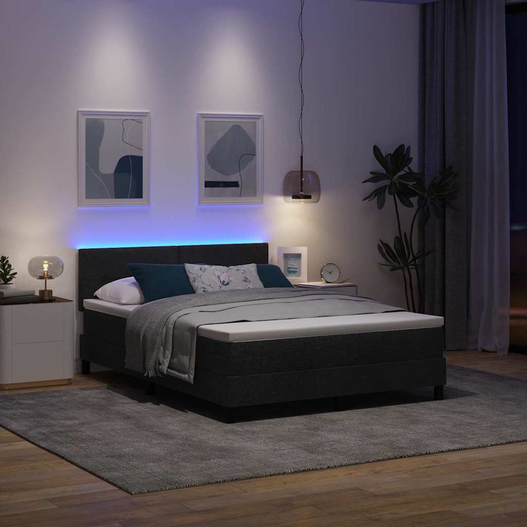 vidaXL Κρεβάτι με ελατήρια με κεφαλάρι Μαύρο 140 x 190 cm ύφασμα