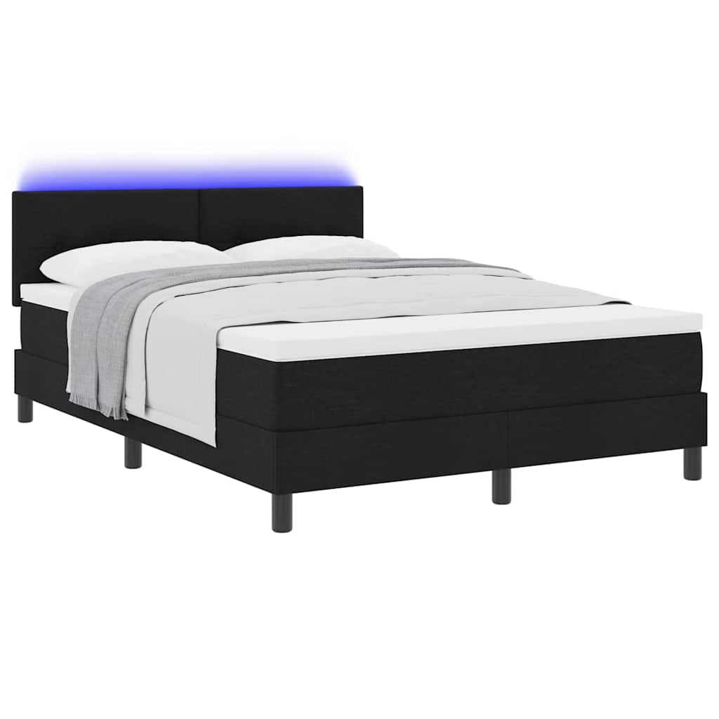 vidaXL Κρεβάτι με ελατήρια με κεφαλάρι Μαύρο 140 x 190 cm ύφασμα