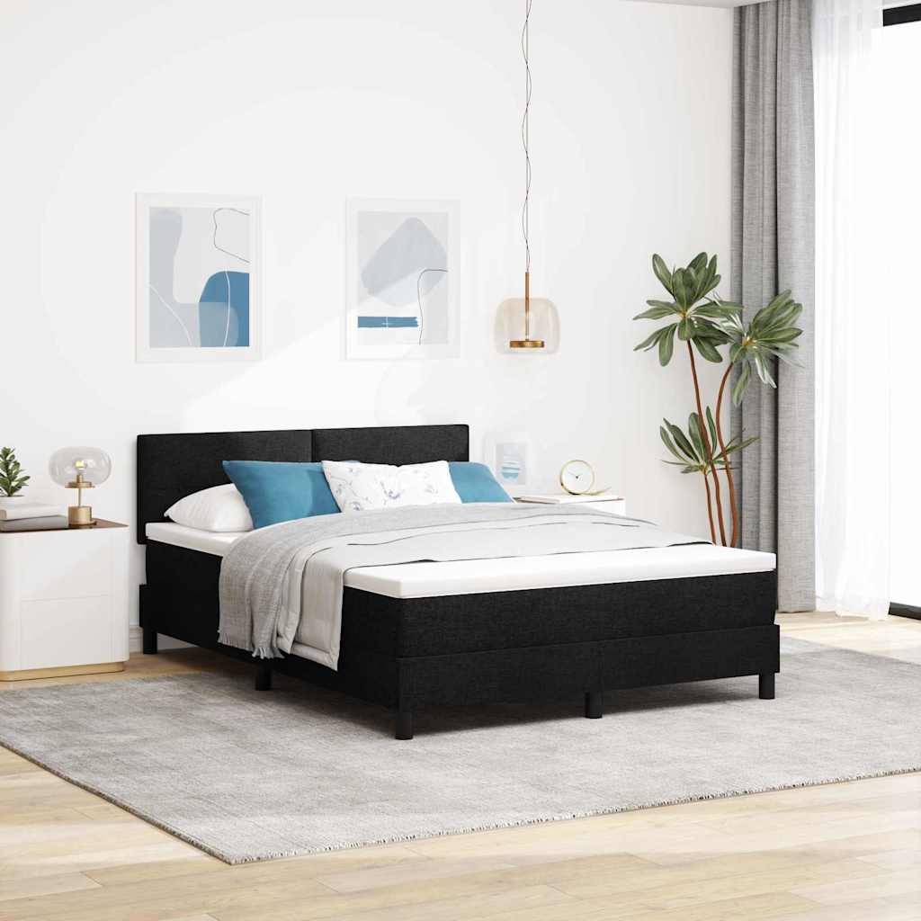 vidaXL Κρεβάτι με ελατήρια με κεφαλάρι Μαύρο 140 x 200 cm ύφασμα