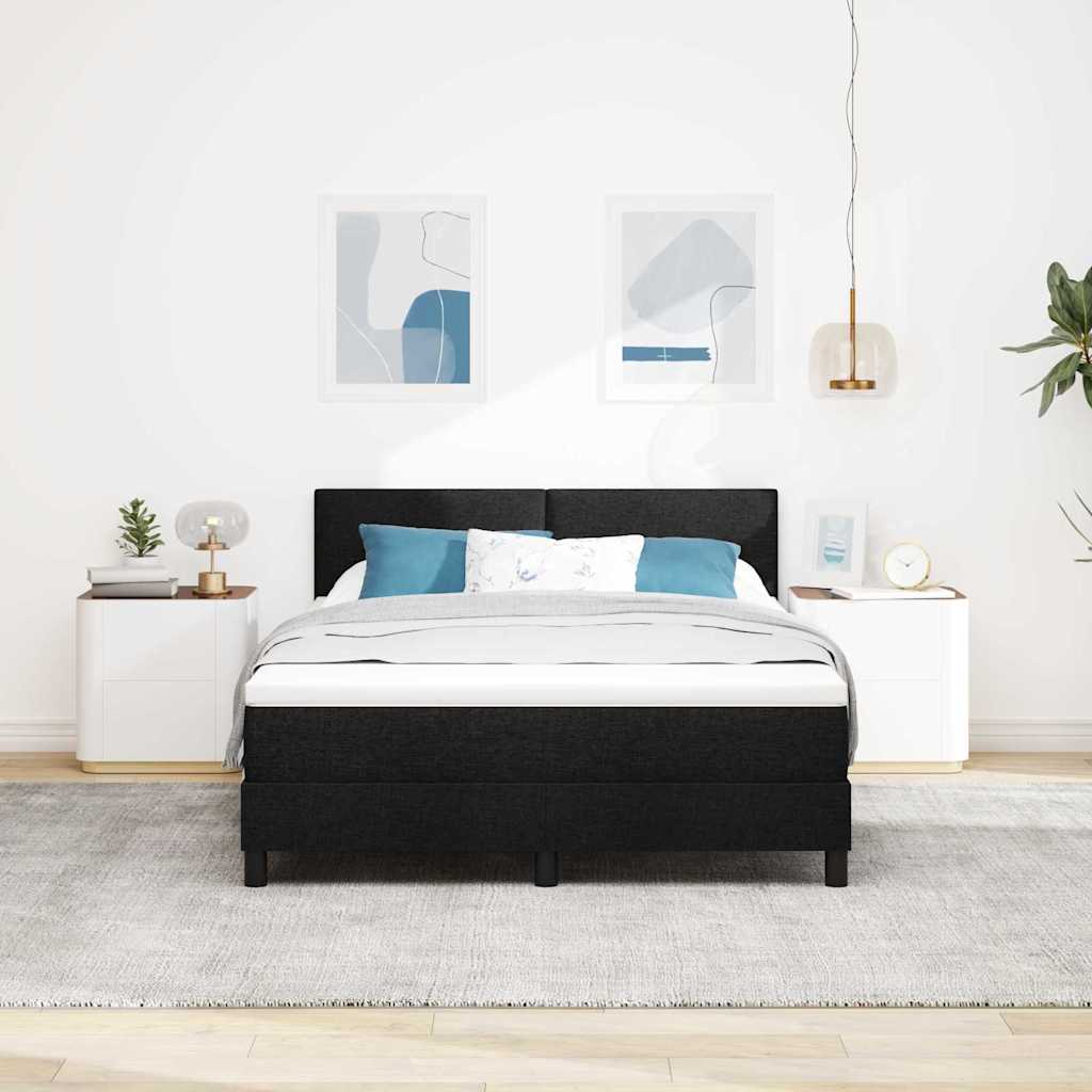 vidaXL Κρεβάτι με ελατήρια με κεφαλάρι Μαύρο 140 x 200 cm ύφασμα