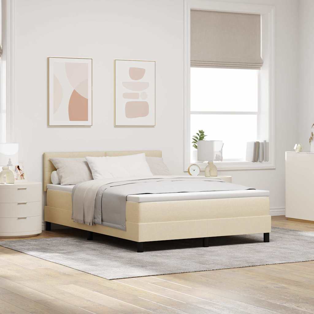 vidaXL Κρεβάτι με ελατήρια με κεφαλάρι Κρεμ 160 x 200 cm ύφασμα