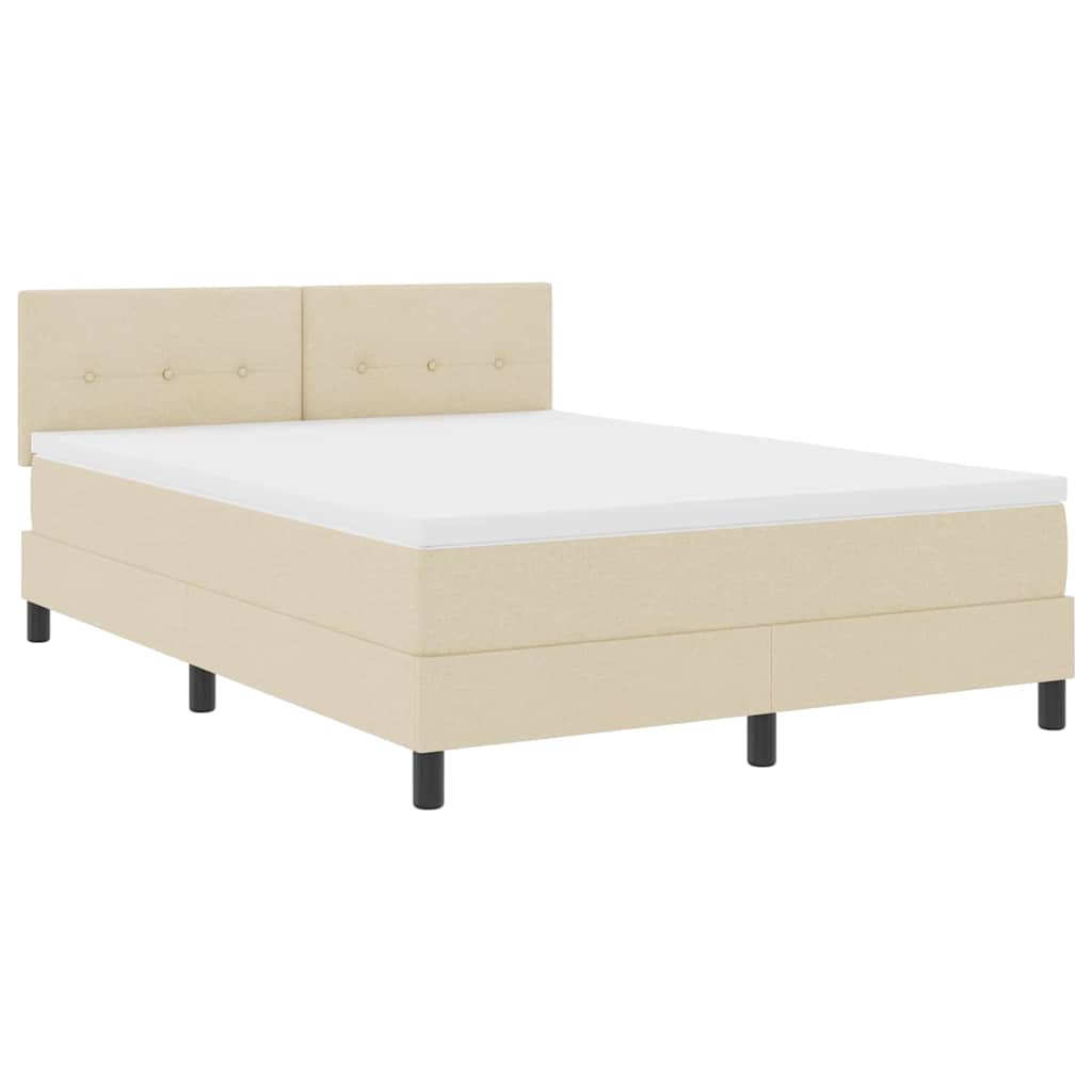 vidaXL Κρεβάτι με ελατήρια με κεφαλάρι Κρεμ 160 x 200 cm ύφασμα