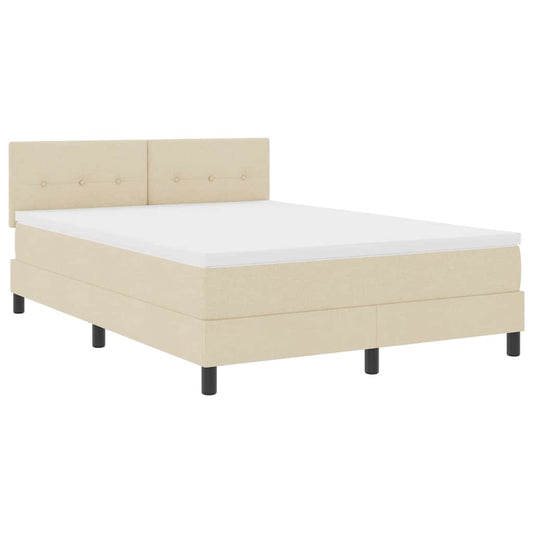 vidaXL Κρεβάτι με ελατήρια με κεφαλάρι Κρεμ 160 x 200 cm ύφασμα