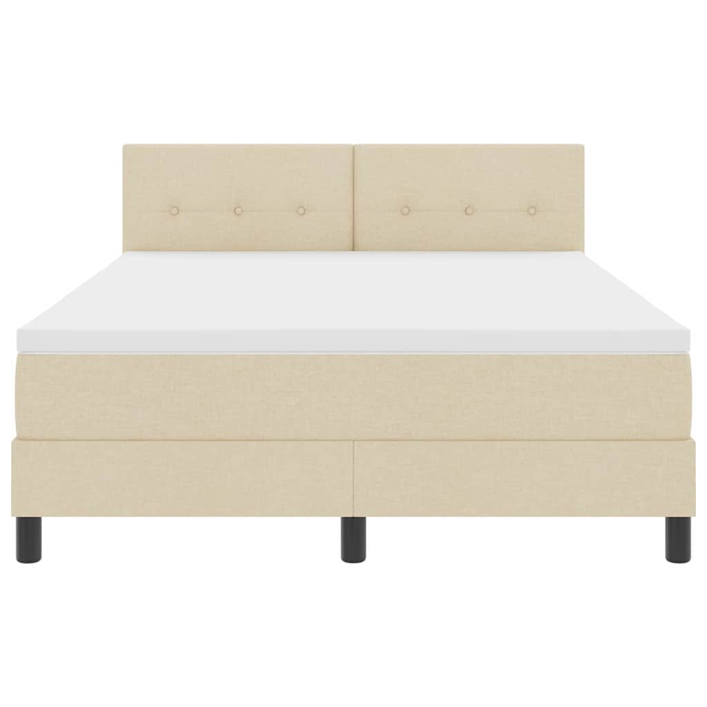vidaXL Κρεβάτι με ελατήρια με κεφαλάρι Κρεμ 160 x 200 cm ύφασμα