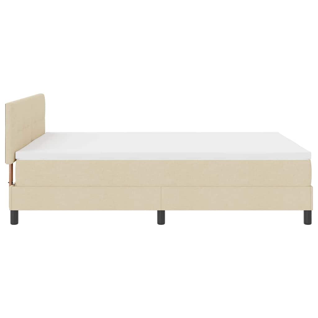 vidaXL Κρεβάτι με ελατήρια με κεφαλάρι Κρεμ 160 x 200 cm ύφασμα