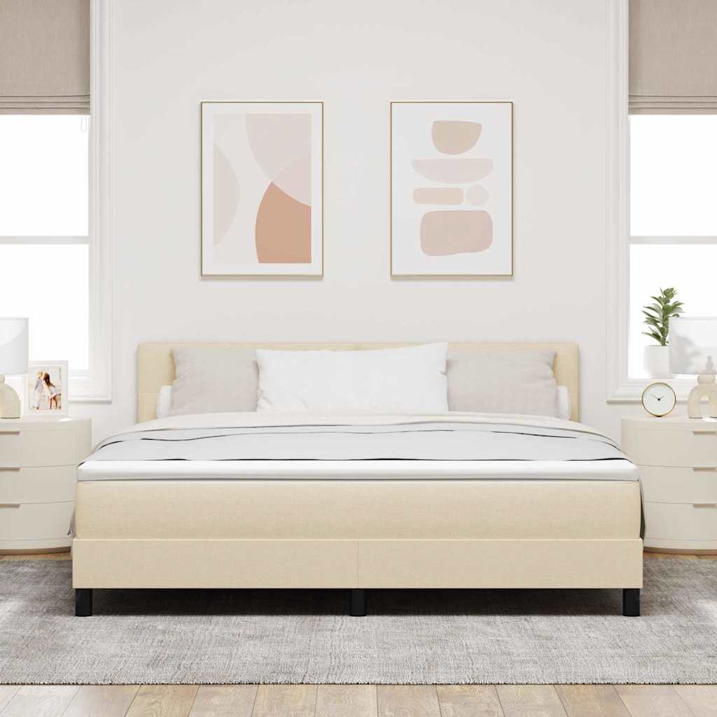 vidaXL Κρεβάτι με ελατήρια με κεφαλάρι Κρεμ 180 x 200 cm ύφασμα