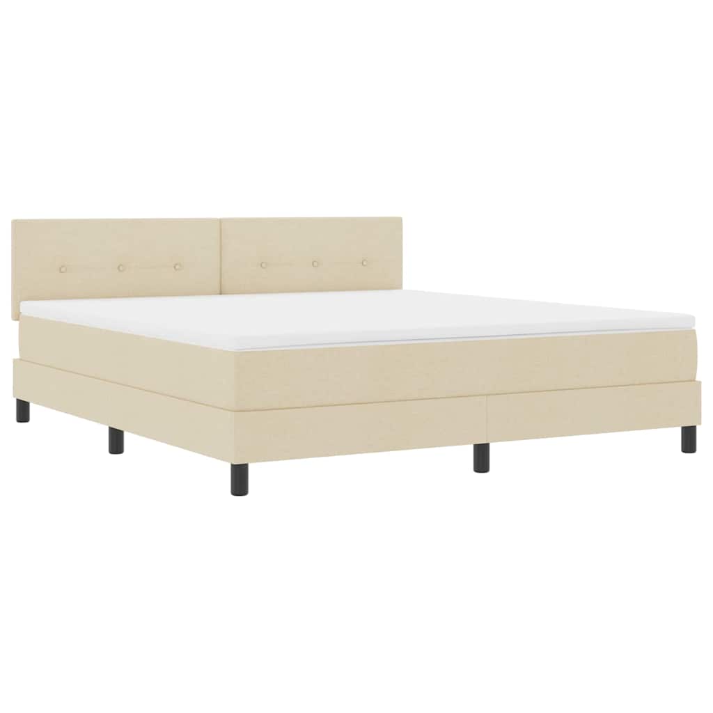 vidaXL Κρεβάτι με ελατήρια με κεφαλάρι Κρεμ 180 x 200 cm ύφασμα