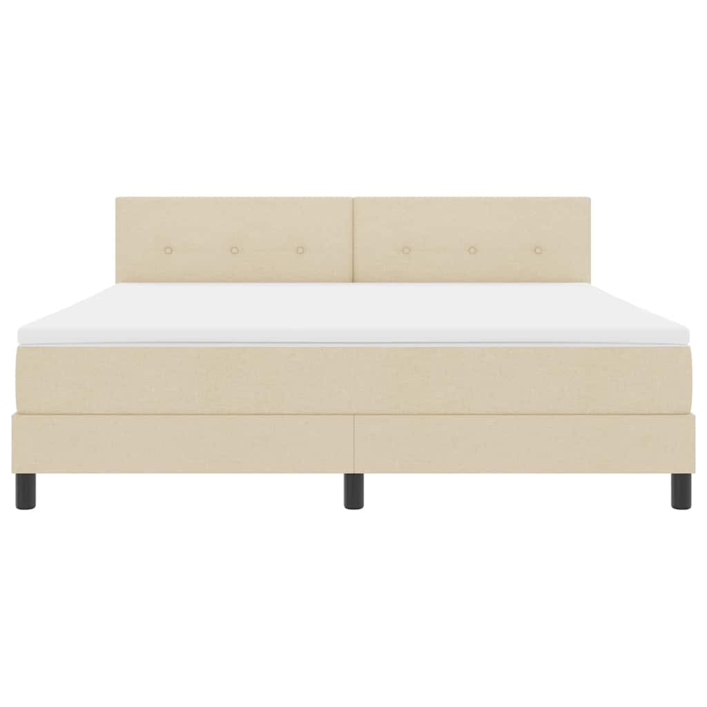 vidaXL Κρεβάτι με ελατήρια με κεφαλάρι Κρεμ 180 x 200 cm ύφασμα