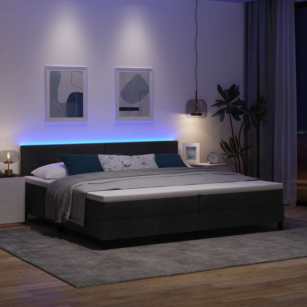 vidaXL Κρεβάτι με ελατήρια με κεφαλάρι Μαύρο 200 x 200 cm ύφασμα