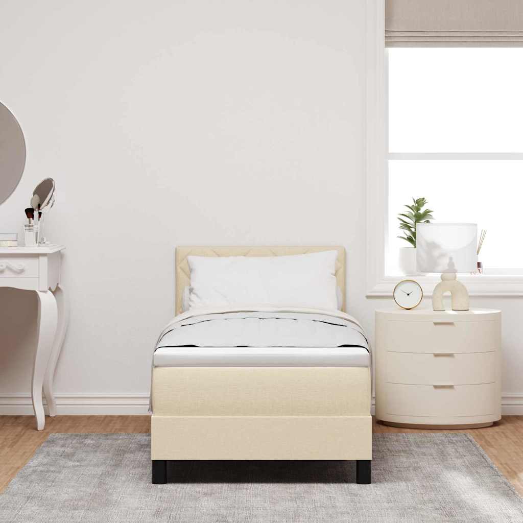 vidaXL Κρεβάτι με ελατήρια με κεφαλάρι Κρεμ 80 x 200 cm ύφασμα