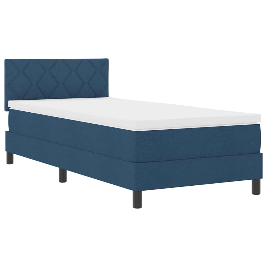 vidaXL Κρεβάτι με ελατήρια με κεφαλάρι Μπλε 90 x 190 cm ύφασμα