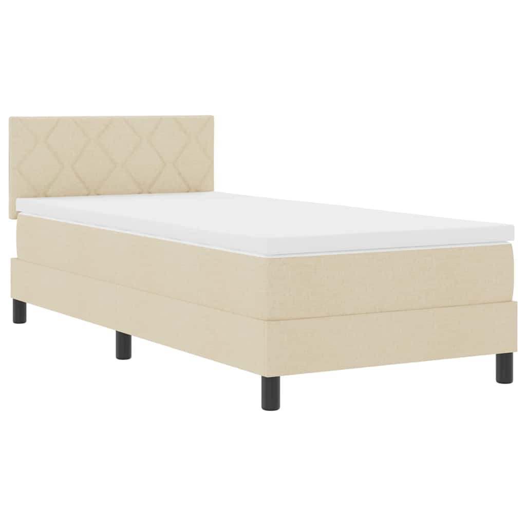 vidaXL Κρεβάτι με ελατήρια με κεφαλάρι Κρεμ 90 x 200 cm ύφασμα