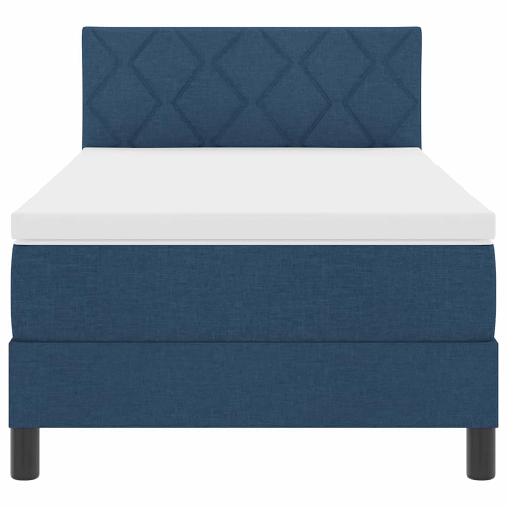 vidaXL Κρεβάτι με ελατήρια με κεφαλάρι Μπλε 90 x 200 cm ύφασμα