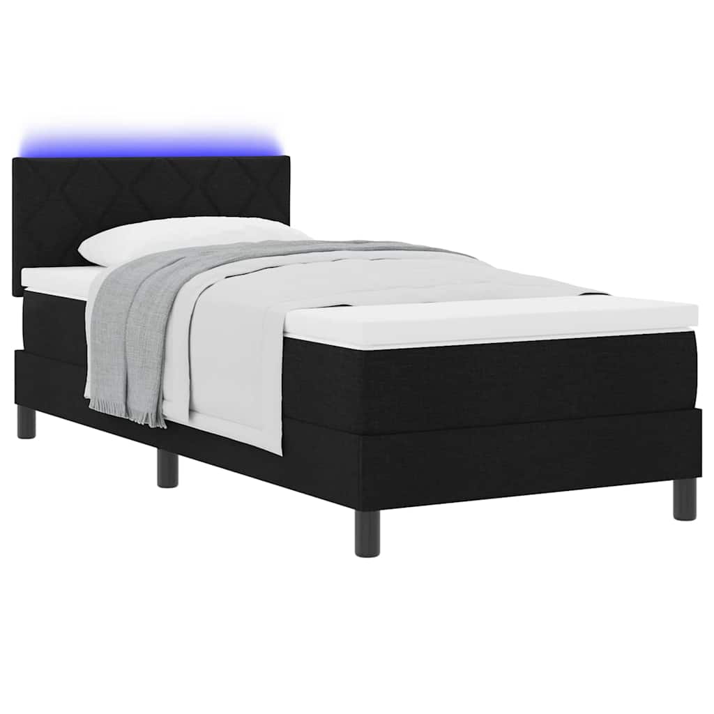 vidaXL Κρεβάτι με ελατήρια με μαξιλάρι Μαύρο 100 x 200 cm ύφασμα