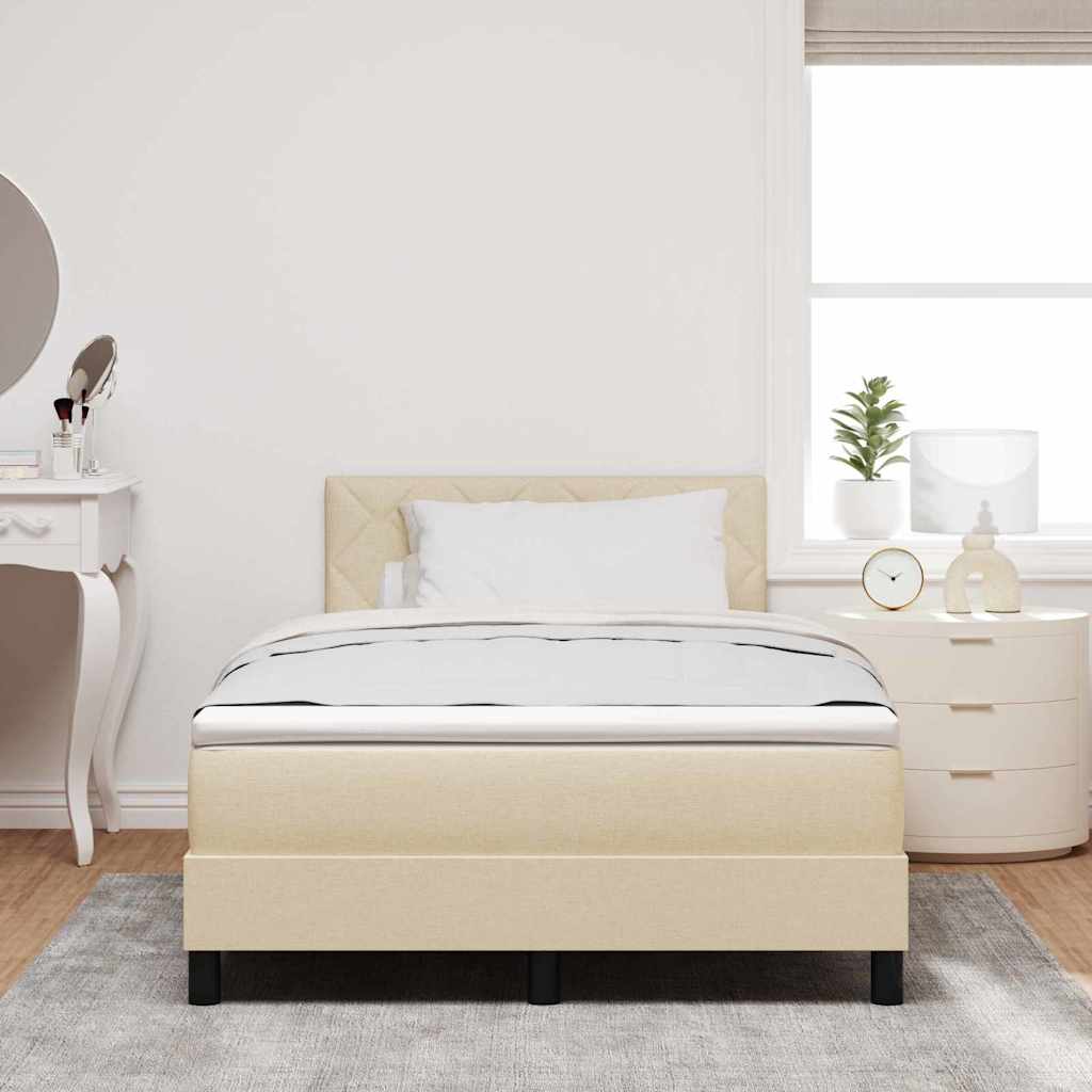 vidaXL Κρεβάτι με ελατήρια με κεφαλάρι Κρεμ 120 x 190 cm ύφασμα