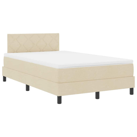 vidaXL Κρεβάτι με ελατήρια με κεφαλάρι Κρεμ 120 x 190 cm ύφασμα