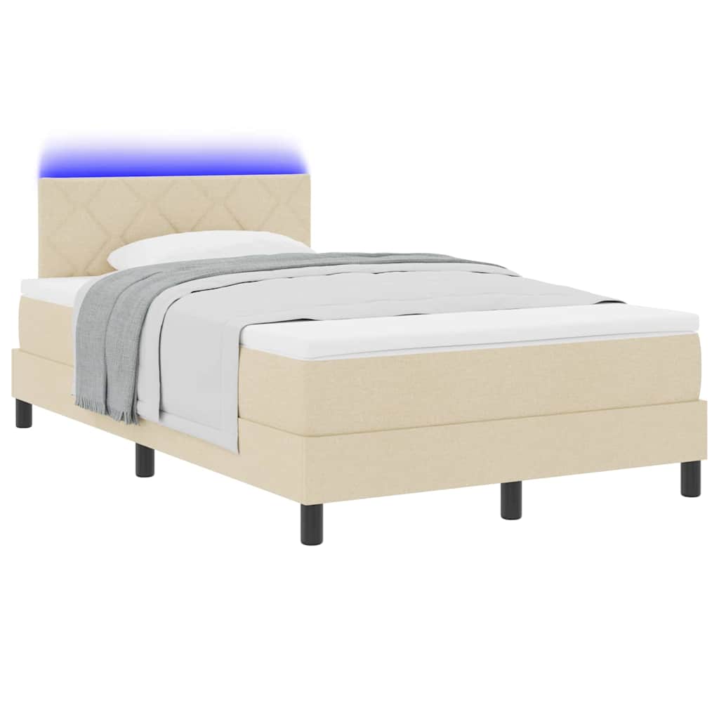 vidaXL Κρεβάτι με ελατήρια με κεφαλάρι Κρεμ 120 x 190 cm ύφασμα