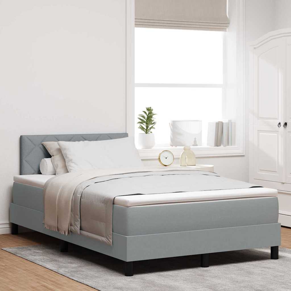vidaXL Box Spring Bed με Στρώμα & LED Ανοιχτό Γκρι 120x200 εκ. Ύφασμα