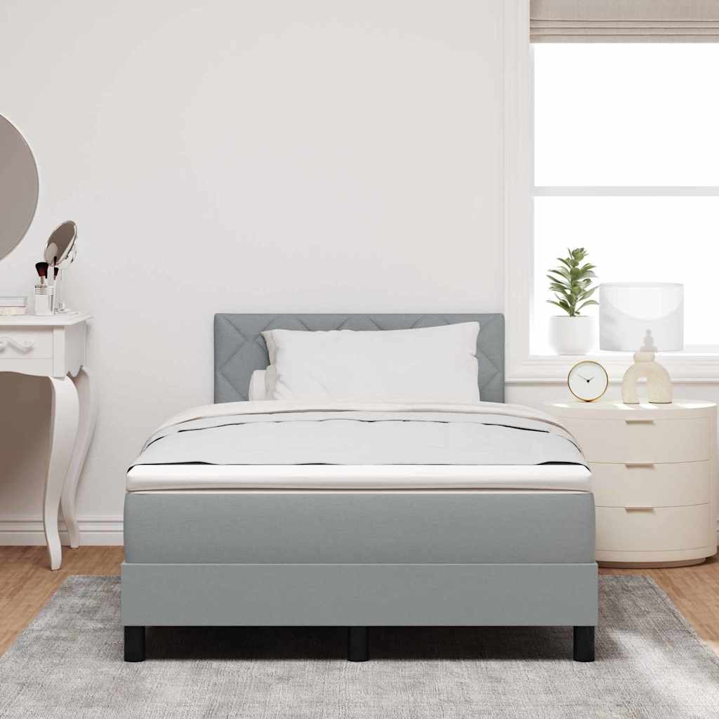 vidaXL Box Spring Bed με Στρώμα & LED Ανοιχτό Γκρι 120x200 εκ. Ύφασμα