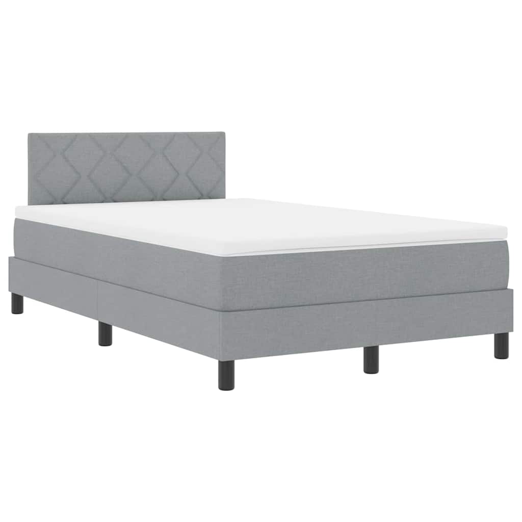vidaXL Box Spring Bed με Στρώμα & LED Ανοιχτό Γκρι 120x200 εκ. Ύφασμα