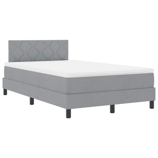vidaXL Box Spring Bed με Στρώμα & LED Ανοιχτό Γκρι 120x200 εκ. Ύφασμα