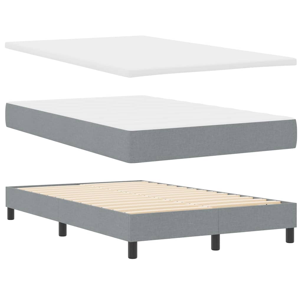 vidaXL Box Spring Bed με Στρώμα & LED Ανοιχτό Γκρι 120x200 εκ. Ύφασμα