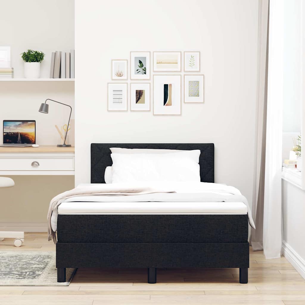 vidaXL Κρεβάτι με ελατήρια με κεφαλάρι Μαύρο 120 x 200 cm ύφασμα