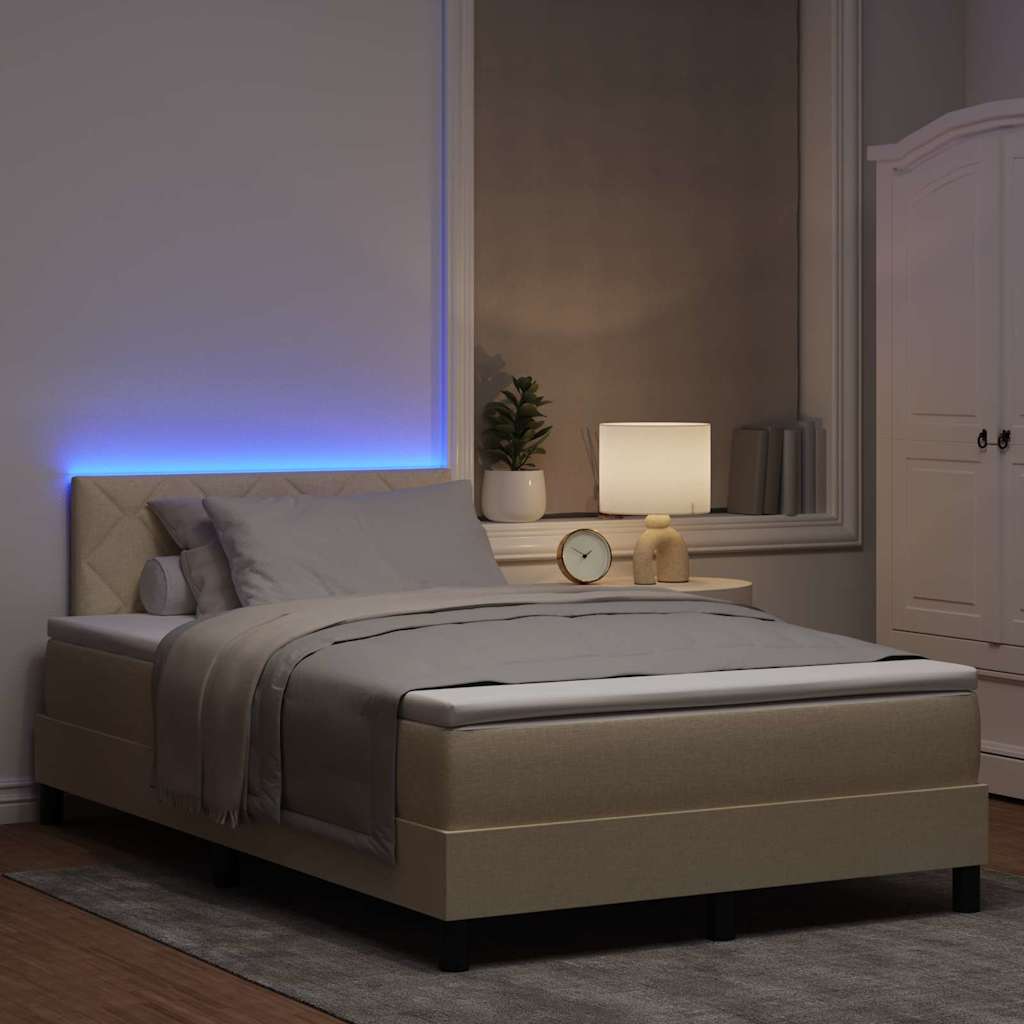 vidaXL Κρεβάτι με ελατήρια με κεφαλάρι Κρεμ 120 x 200 cm ύφασμα