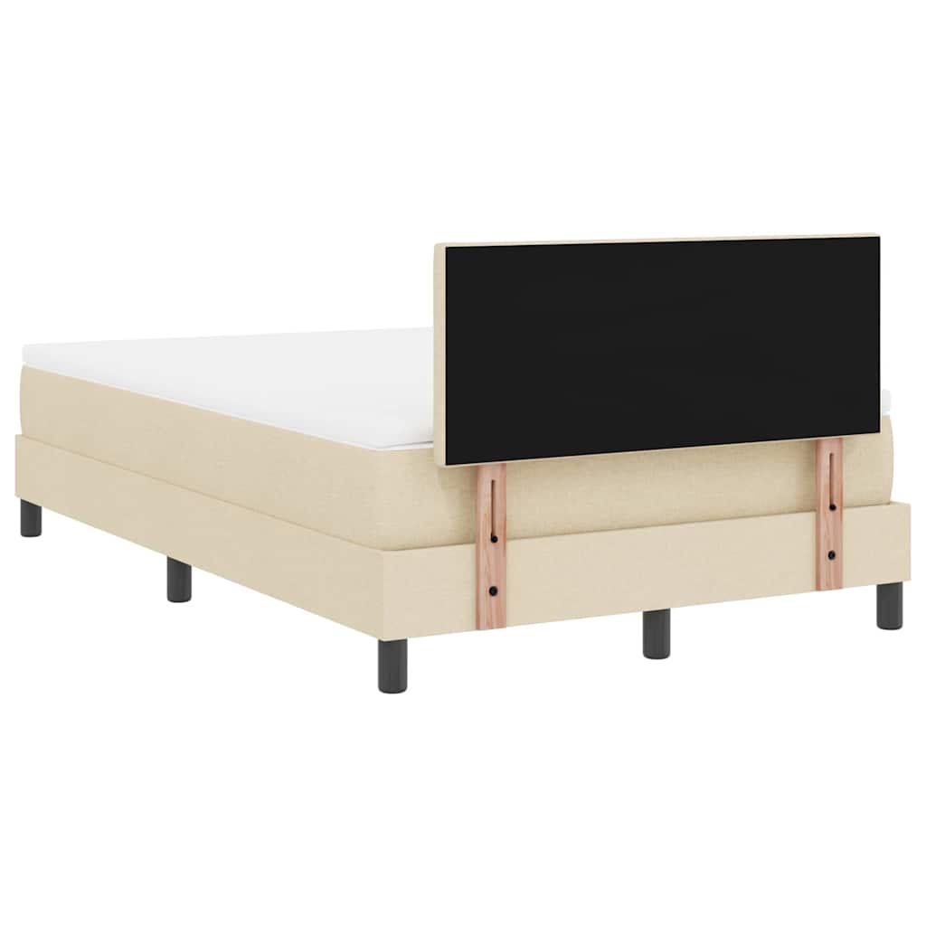 vidaXL Κρεβάτι με ελατήρια με κεφαλάρι Κρεμ 120 x 200 cm ύφασμα