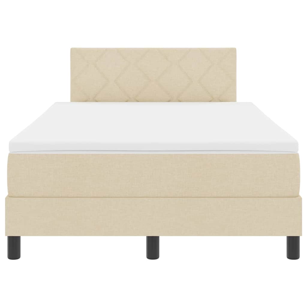 vidaXL Κρεβάτι με ελατήρια με κεφαλάρι Κρεμ 120 x 200 cm ύφασμα