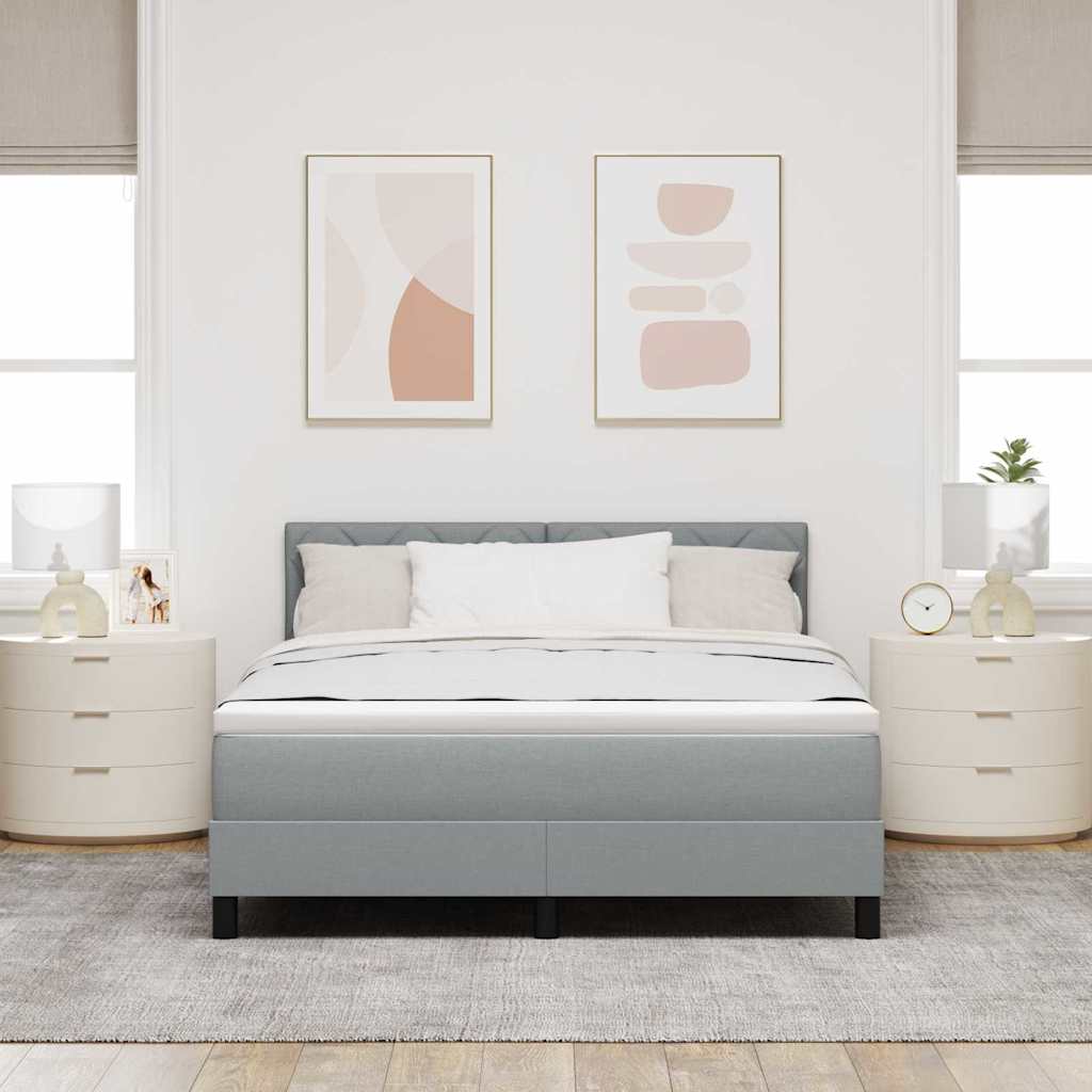 vidaXL Κρεβάτι με ελατήρια Ανοιχτό γκρι 140 x 190 cm ύφασμα