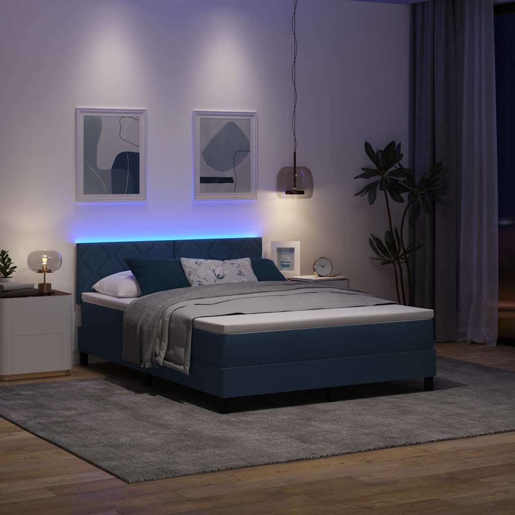 vidaXL Κρεβάτι με ελατήρια με κεφαλάρι Μπλε 140 x 190 cm ύφασμα
