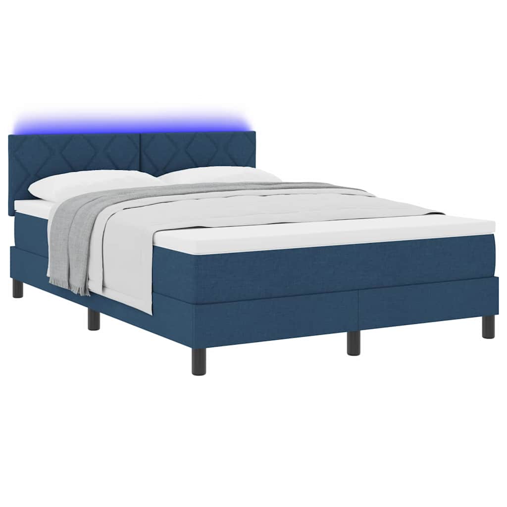 vidaXL Κρεβάτι με ελατήρια με κεφαλάρι Μπλε 140 x 190 cm ύφασμα