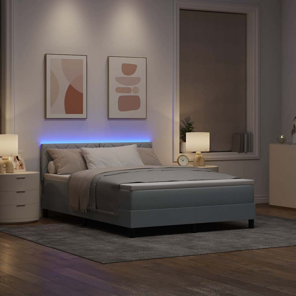 vidaXL Κρεβάτι με ελατήρια Ανοιχτό γκρι 160 x 200 cm ύφασμα